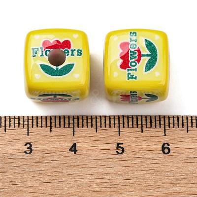 Printed Opaque Acrylic Beads SACR-A009-01E-1