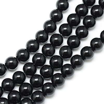 Synthetic Black Stone Bead Strands X-G-R345-10mm-35-1-1
