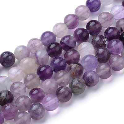 Natural Fluorite Beads Strands G-T055-6mm-14-1