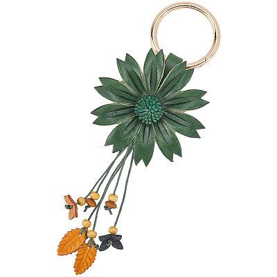 Leather and Alloy Keychain HJEW-WH20022-04B-02-1