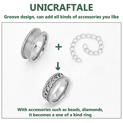 1Pc Tungsten Steel Grooved Finger Ring Settings RJEW-UN0002-93A-1