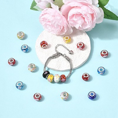 Rondelle Lampwork Large Hole European Beads LPDL-R003-02-1
