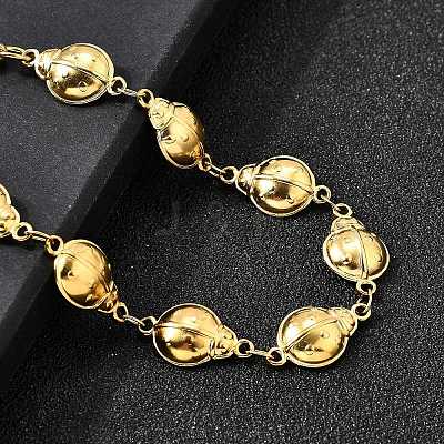 304 Stainless Steel Ladybug Link Bracelets for Women BJEW-K226-15A-G-1
