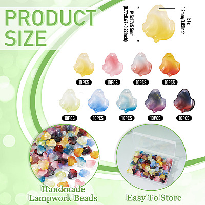 90Pcs 9 Colors Handmade Lampwork Beads LAMP-TA0002-40-1