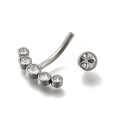 304 Stainless Steel Clear Cubic Zirconia Curved Barbell Belly Button Rings AJEW-D306-03P-04-1
