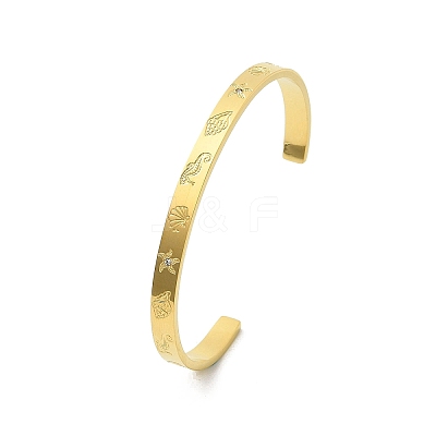 304 Stainless Steel Cuff Bangles BJEW-P348-02E-G-1