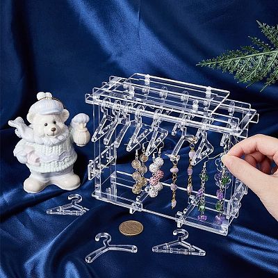 Assembled Transparent Acrylic Earring Display Stands EDIS-WH0021-12-1