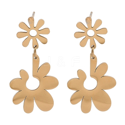 304 Stainless Steel Dangle Stud Earrings for Women EJEW-Q009-01G-1