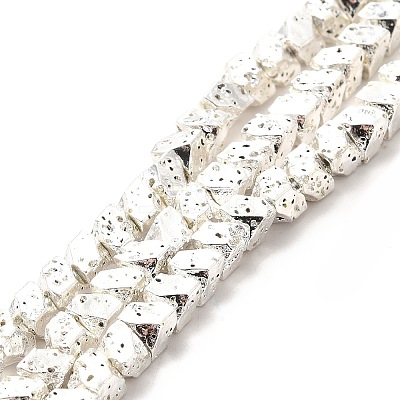 Electroplated Natural Lava Rock Beads Strands G-G984-11S-1
