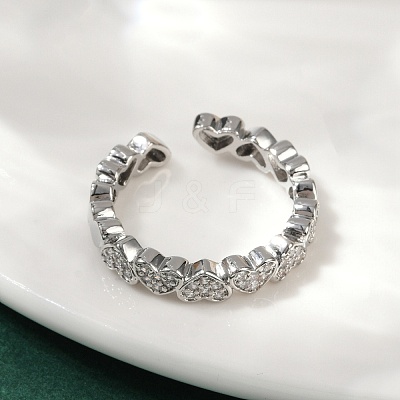 Brass Micro Pave Cubic Zirconia Cuff Rings for Women RJEW-F182-03P-1