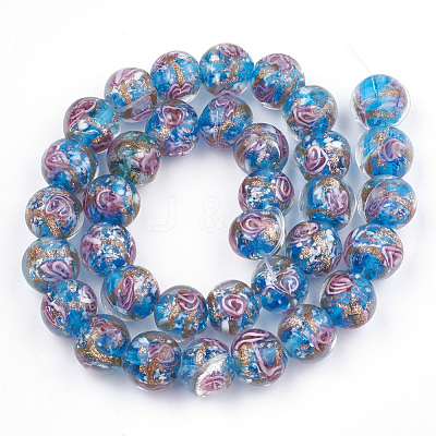 Handmade Gold Sand Lampwork Beads LAMP-T006-08E-1