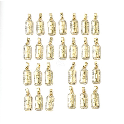 26Pcs Brass Micro Pave Cubic Zirconia Pendants ZIRC-I369-01G-1