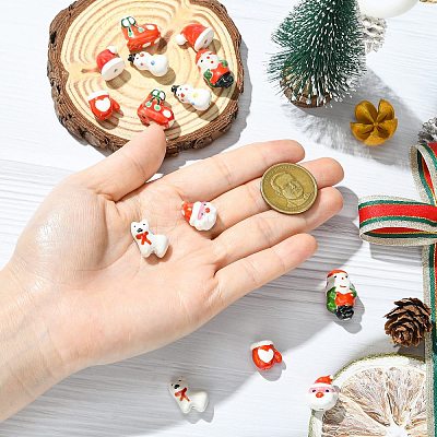 14Pcs 7 Styles Christmas Handmade Porcelain Beads PORC-CJ0001-36-1