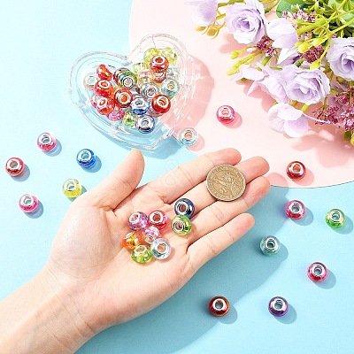 50Pcs UV Plating Resin European Beads RESI-YW0005-81-1