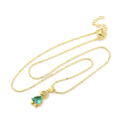 Brass Pave Cubic Zirconia Boy Love Pendant Necklaces for Women NJEW-S430-01G-04-1