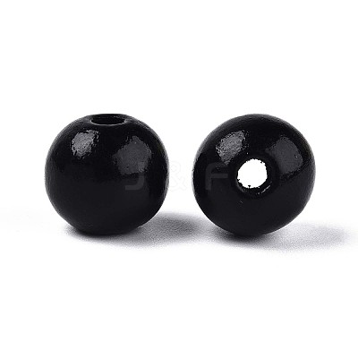 Spray Painted Round Natural Schima Wood Beads WOOD-A018-14mm-03-1