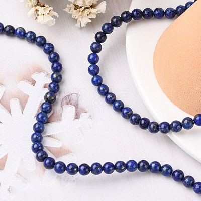 Natural Lapis Lazuli Beads Strands G-G099-6mm-7-1