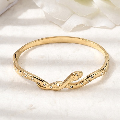 304 Stainless Steel Rhinestone Hinged Bangles for Women BJEW-B168-17G-1