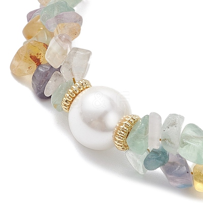 Natural Fluorite Chip Beaded Bracelets for Women BJEW-JB12306-02-1