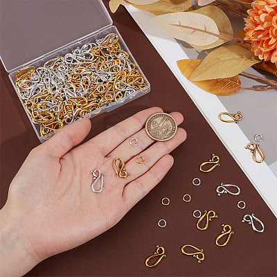 100 Sets 2 Colors Tibetan Style Hook and Eye Clasps FIND-PH0025-84-1