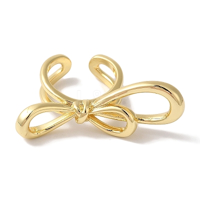 Bowknot Brass Open Cuff Rings for Women LS-RJEW-C098-16G-1