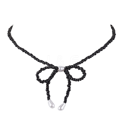 Bowknot 304 Stainless Steel Necklaces NJEW-JN04670-02-1