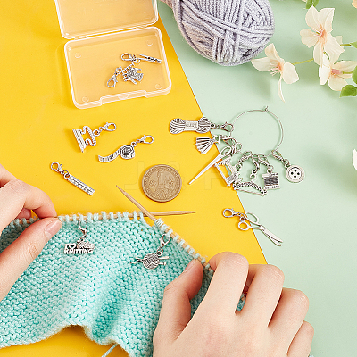 Sewing Theme Alloy Locking Stitch Markers HJEW-UN00020-1