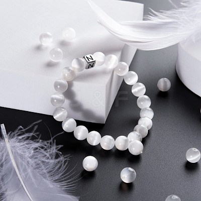 100Pcs 8mm Natural Selenite Beads DIY-LS0002-17-1