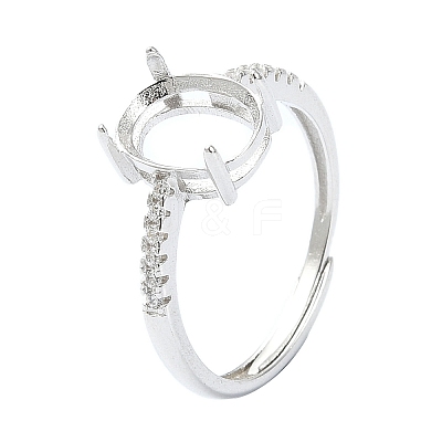Adjustable 925 Sterling Silver 4 Prongs Ring Settings STER-K179-25P-1