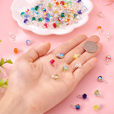 130Pcs 13 Colors Glass Pendants PALLOY-TAC0194-1