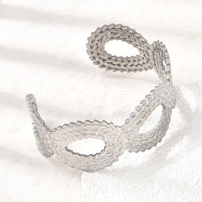 25.5MM 304 Stainless Steel Hollow Leaf Wide Cuff Bangles for Women SA-CBAB767-29P-1
