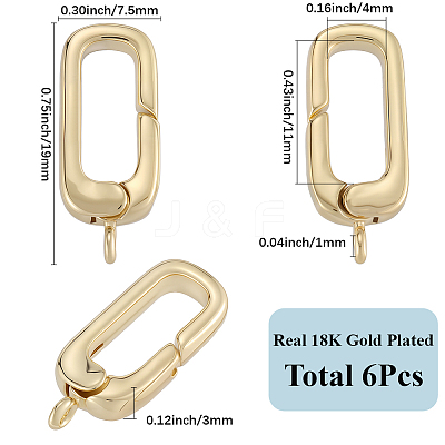 6Pcs Rack Plating Brass Spring Gate Rings KK-SC0006-48G-02-1