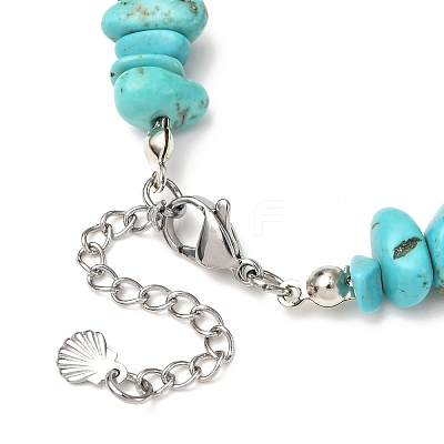 Synthetic Turquoise Chip Beaded Bracelets for Women BJEW-JB12416-04-1