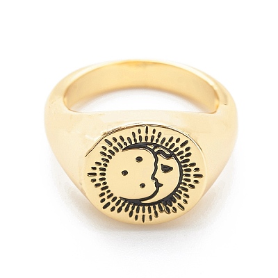 Brass Signet Ring for Women RJEW-E058-01G-06-1