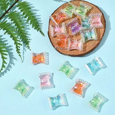 32Pcs UV Plating Rainbow Iridescent Acrylic Beads OACR-FS0002-14-1
