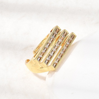 Brass Micro Pave Cubic Zirconia Cuff Rings for Women LS-RJEW-K312-01B-G-1