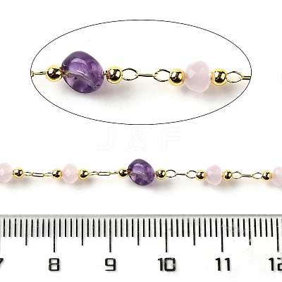Handmade Natural Amethyst Nuggets Beaded Chains CHC-F020-06G-01-1