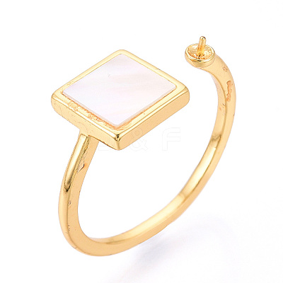 Square Brass & Shell Cup Peg Ring Settings KK-N274-28G-1