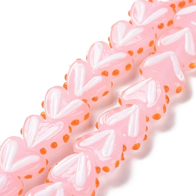 Heart Handmade Lampwork Beads Strands LAMP-G150-01D-1