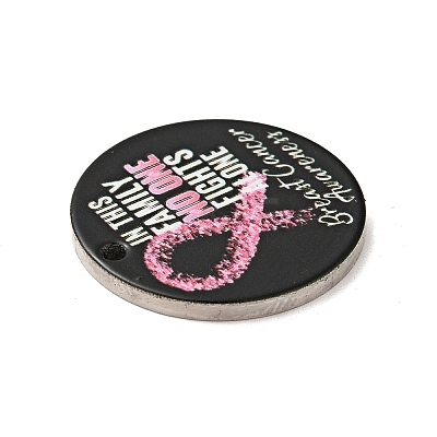 Breast Cancer Pink Awareness Ribbon Style 201 Stainless Steel Pendants STAS-J041-03A-1