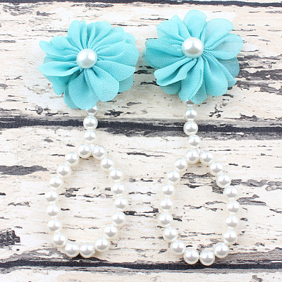 Cloth 3D Flower Plastic Imitation Pearl Beaded Barefoot Infnat Toe Anklets FS-WG366B4-05-1