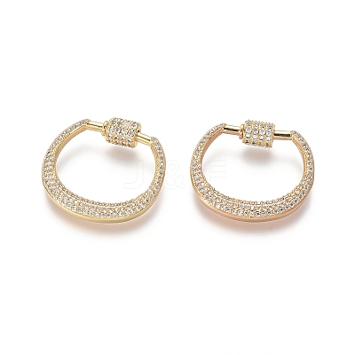 Brass Micro Pave Cubic Zirconia Screw Carabiner Lock Charms ZIRC-I031-21G-1