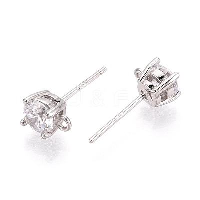 925 Sterling Silver Micro Pave Clear Cubic Zirconia Stud Earring Findings STER-N016-58B-P-1