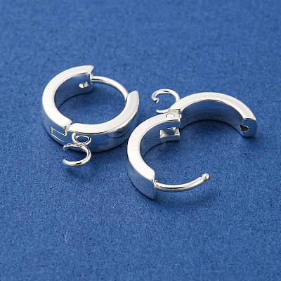 201 Stainless Steel Huggie Hoop Earrings Findings STAS-A167-01S-S-1