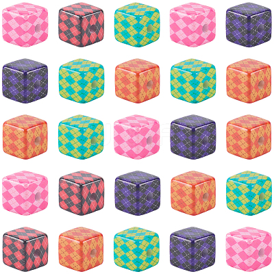 40Pcs Printed Opaque Acrylic Beads MACR-PA0001-86-1