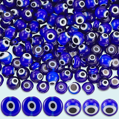 4 Strands 2 Styles Handmade Evil Eye Lampwork Beads Strands LAMP-LT0001-14-1