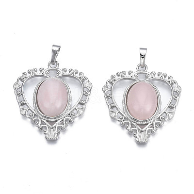 Natural Rose Quartz Pendants G-S274-12J-1