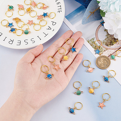 24Pcs Alloy Enamel & Iron Braiding Hair Pendants Decoration Clips PALLOY-AB00050-1