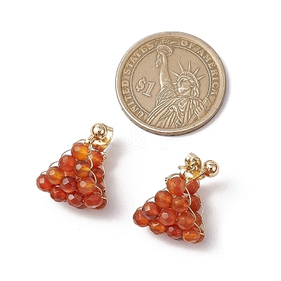 Round Brass Natural Agate Hoop Earrings EJEW-TA00620-01-1