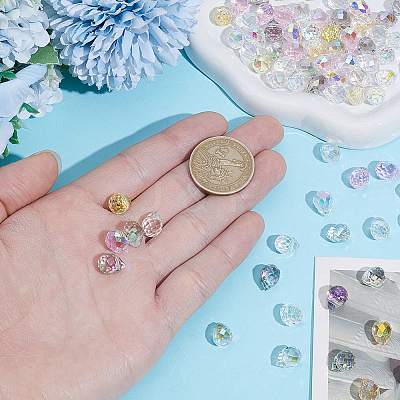 80Pcs Teardrop Electroplated Transparent Glass Charms GLAA-PA0001-68-1